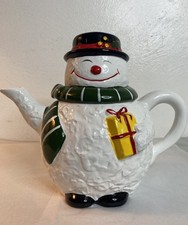 Vintage Frosty The Snowman Teapot Christmas 8.5” GUC Taiwan Xmas Grandmacore  picture