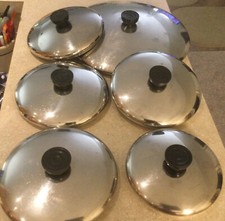 Vtg 1801 Revere Ware Stainless Steel Replacement Lids 5 1/4,6,7,9,10,12 picture