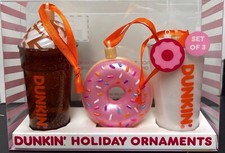 Limited Edition Dunkin Holiday Ornaments 3 Pack picture