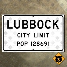 Texas Lubbock Hub City limits highway road sign marker South Plains Tech 22x13 picture