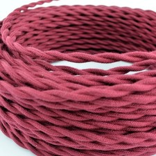 Vintage Wine Cotton Cloth Covered Twisted Electrical Wire - Lamp Cord -  picture