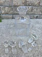 Vintage Baccarat Crystal Perfection Square Whiskey Decanter #260 + 5 Stoppers picture