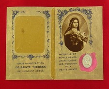 Vintage SAINT THERESE Relic Medal 3RD CLASS Catholic Relic Medal Pocket Shrine picture