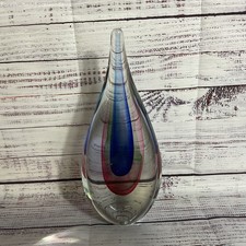 VTG. MCM Murano Sommerso Art Glass Teardrop Sculpture- 11
