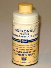 Vintage 1950s Wyeth SOPRONOL Powder Advertising Tin Can Original Paper Label picture