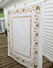 Jewel Tea Autumn Leaf Linen Tablecloth  55