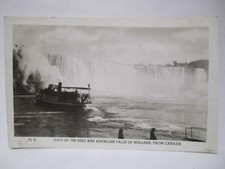 MAID OF MIST & AMERICAN FALLS POSTCARD NIAGARA FALLS CANADA NY NEW YORK RPPC '52 picture