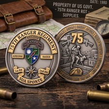 75th Ranger Regiment Sua Sponte Challenge Coin, Airborne Recon Direct Action Urb picture