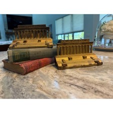 Vintage Bradley & Hubbard Lincoln Memorial Cast Iron Bookends Gold B&H Set picture