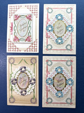 SET 4 Birthday Antique Postcards. EMB, Gold. Pearl, BOOKLETS. Unique, Rare. B&S picture