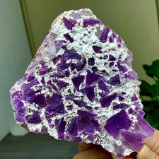 595G Natural transparent purple cube fluorite and calcite mineral crystal sample picture