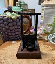 Vintage Tabletop Guillotine Style Cigar Cutter Cast Iron w/ Wood Base picture