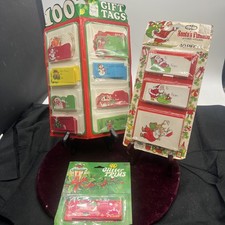 Lot 150 Vintage 60s/70s Christmas Gift Tags Trims Cleo Santa Die Cuts Glitter picture
