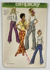 VTG Simplicity 1970s Original Sewing Pattern 9069 Hip-Hugger Flared Pants Sz 16 picture