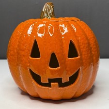 Vintage Atlantic Mold Jack O Lantern Ceramic Pumpkin Halloween 1973 RARE Kitsch picture