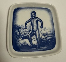 VTG Handtrykt Souvenir Figgjo Oslo Norway Angry Boy Statue Trinket Wall Plate picture