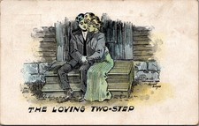 1908 THE LOVING TWO-STEP Postcard Nathan M. Minder Art Couple Embrace MINN picture