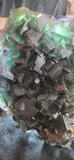 RARE DOUBLE-SIDED PURPLE & GREEN FLUORITE w/ QUARTZ — OKORUSU MINE, NAMIBIA picture