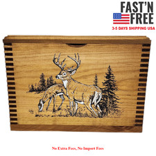 Evans Sports Whitetail Deer Ammo Box,Solid Pine Notched Finger-Joint 14.5x9x10in picture