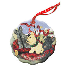 Scottish Terrier Scottie Dog Holiday Porcelain Christmas Tree Ornament picture