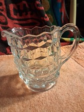 Vintage Fostoria American Clear Glass Creamer Cube Cubist Pattern GIANT 5