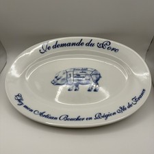Williams Sonoma ~ French  Je demande du Porc Blue PIG Serving Plate Platter picture