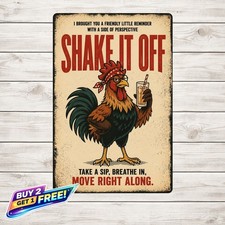 Sarcastic Rooster Holding Shovel Funny Quote Metal Wall Plaque picture