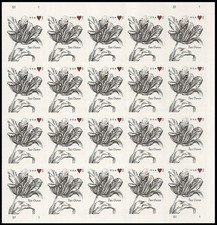 USPS VINTAGE WEDDING TULIP TWO OUNCE SHEET OF 20 FIRST CLASS LETTER STAMPS picture