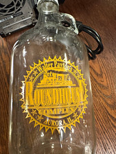 Walter Payton's Roundhouse Complex Aurora IL Clear Glass Gallon Jug Bottle picture
