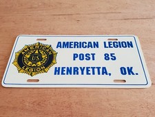 License Plate Henryetta, OK American Legion Post 85 Vintage Plastic picture