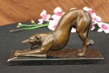 WONDERFUL FRENCH CARVIN ART BRONZE SCULPTURE WHIPPIT GREYHOUND DOG FIGURE DECOR picture