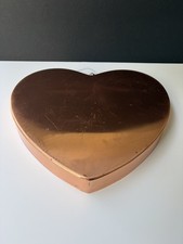 Vtg ODI Solid Copper heart shaped Baking pan. Nickel Lined. 12” X 12
