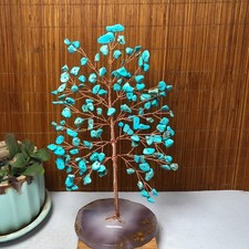 180mm Natural Wealth turquoise crystal gravel agate slice base 109g A1261 picture
