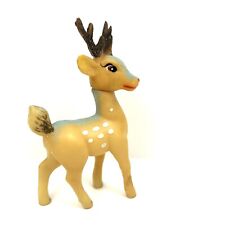 Vintage Mid Century Reindeer Soft Rubber Blue Brown Spotted Xmas Rudolph Decor picture
