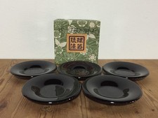V0897 / Vintage Ryukyu Lacquerware Small Plate Saucer Coaster Set 5pc Okinawa picture