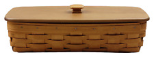 2003 Longaberger 14-inch Bread / Bakery Basket w/ Wood Lid & Protector picture
