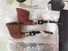 MUXIANG Handmade Briar Carved Bent Dublin Pipe 9mm Filter Wooden Tobacco Pipe picture
