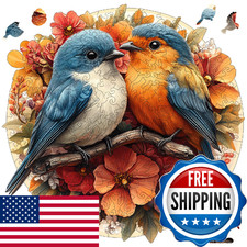 Jiroinlly Wooden Puzzles for Adults 500 Pieces Two Cute Birds Adult Jigsaw Uniqu picture