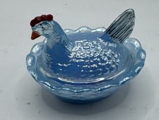 Vintage Boyd Windsor Blue Carnival Mini Hen On Nest Painted Salt Cellar picture
