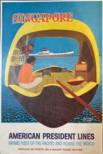 1958 Singapore American President Lines Grand Fleet Color Print Ad New Zealand picture