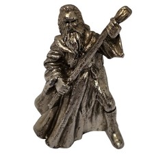 Vintage 1991 JC Pewter Wizard Figurine Staff Sorcerer Fantasy Miniature 2.25in picture
