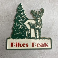 Vtg Pikes Peak Colorado Souvenir Refrigerator Magnet Buck Deer Pine Tree Hunting picture