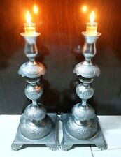 Silver Pair Plated Candlesticks Vintage Candle Candlestick 2 Tall Holder Ornate picture