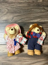 Vintage 1986 Wendys Furskins Bears Lot Of Two (2) picture