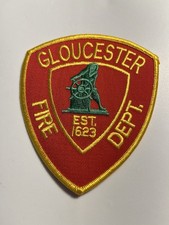 Gloucester Massachusetts Fire Department PATCH Man at the Wheel Red Yellow Vtg picture