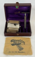 Vintage Apollo Double Edge Safety Razor and Stropper Set Made in France picture