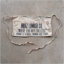 1950s Vtg Mraz Lumber Co SHINER TEXAS Advertising Canvas Nail Apron Workwear TX picture