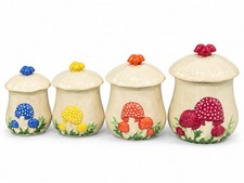 Arnel Mushroom Canisters Set Ceramist Made (New) Set Of 4 not vintage picture