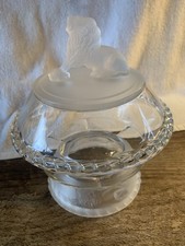 Antique Gillinder & Sons frosted glass lion covered comport EAPG 1870 picture