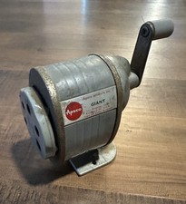 Vtg Apsco Giant Pencil Sharpener 6 Hole Gray wall Desk Mount hand crank works  picture
